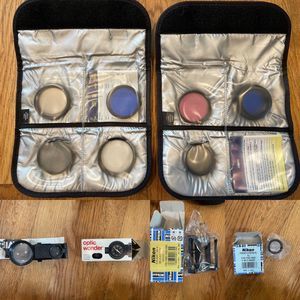 Camera Accessories Bundle-Colored lenses, battery holder, compass & eye piece